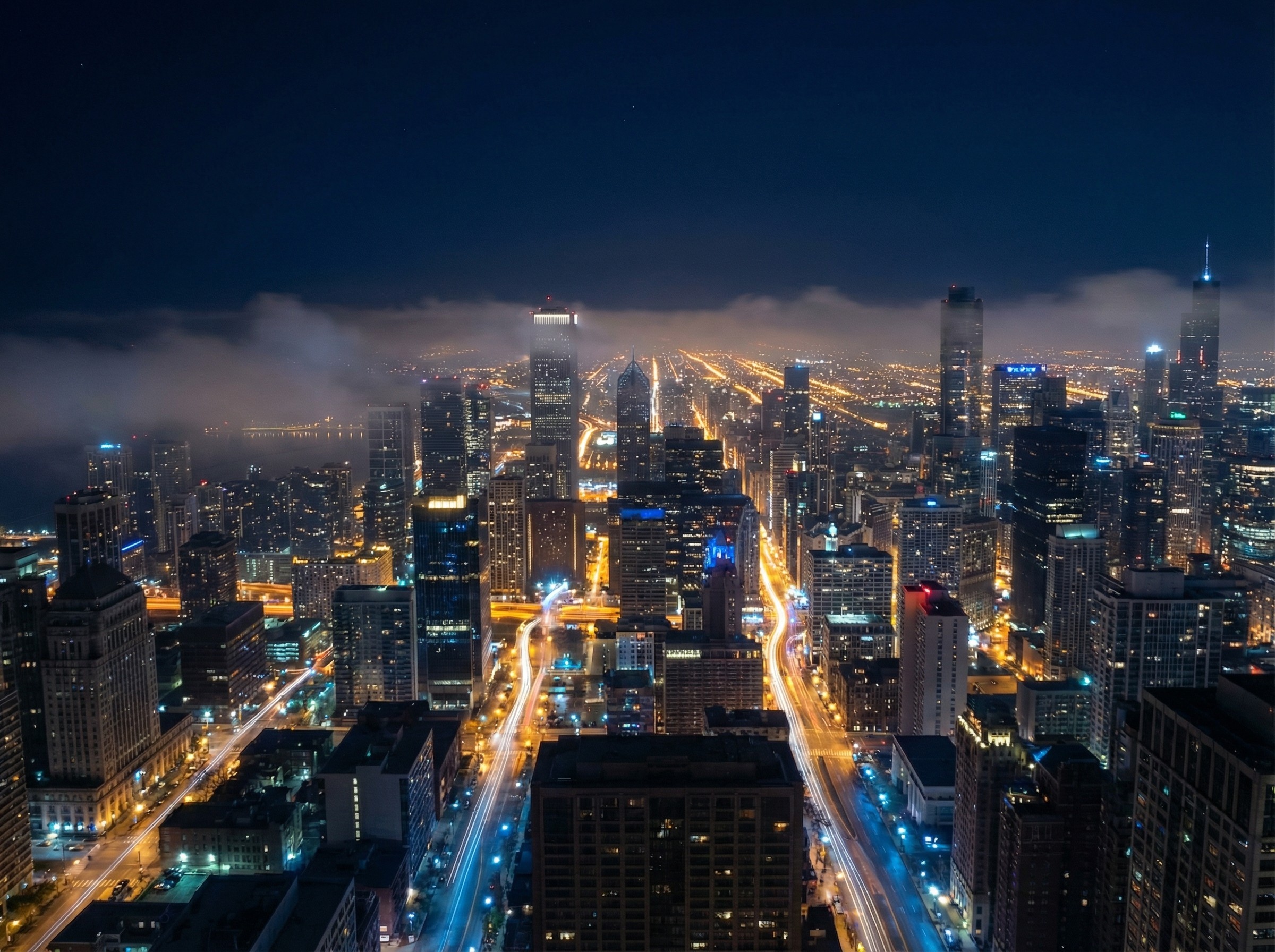 A city at night, imagined by Amari Lioré