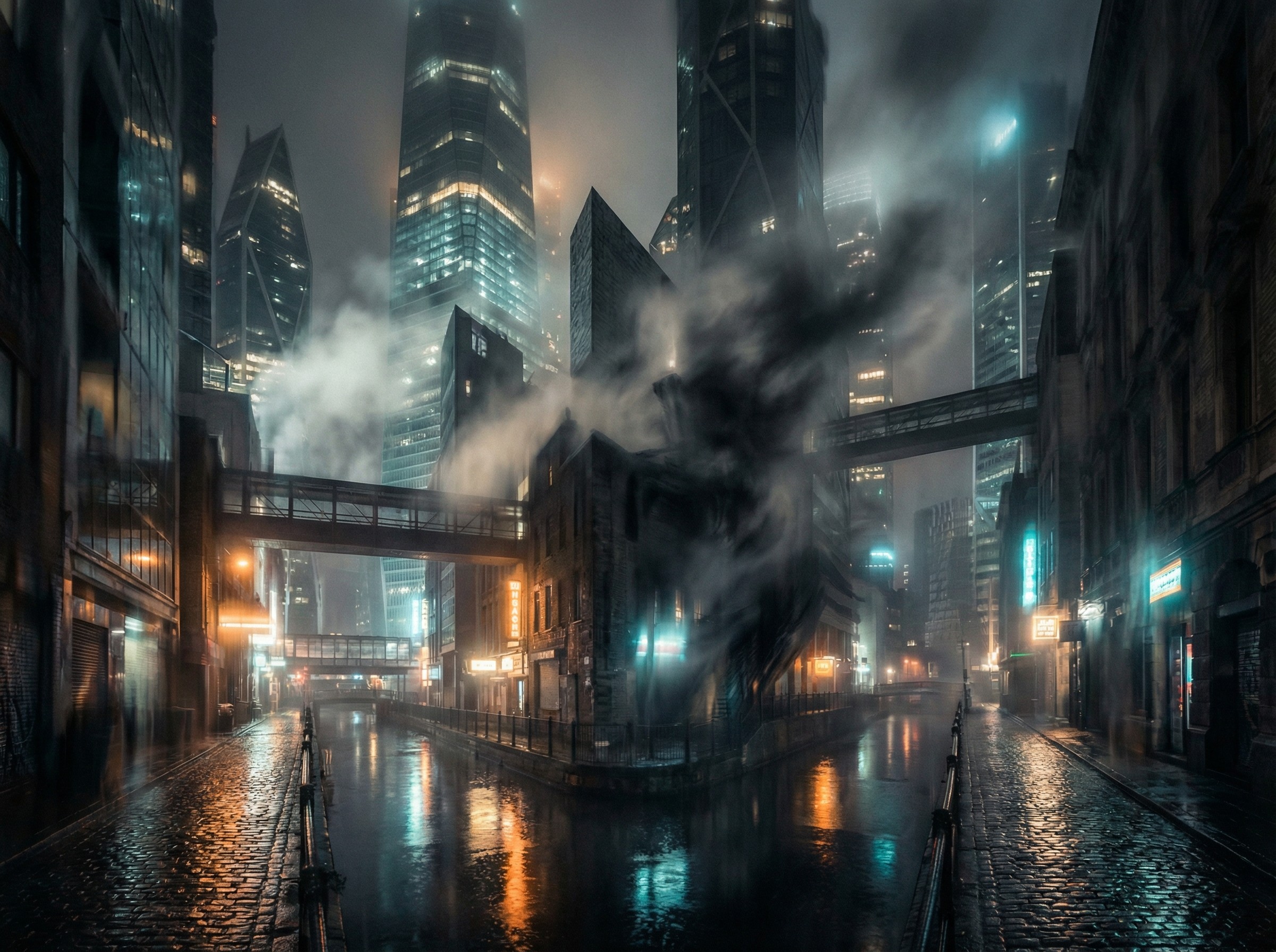 A city at night, imagined by Milo Aescar