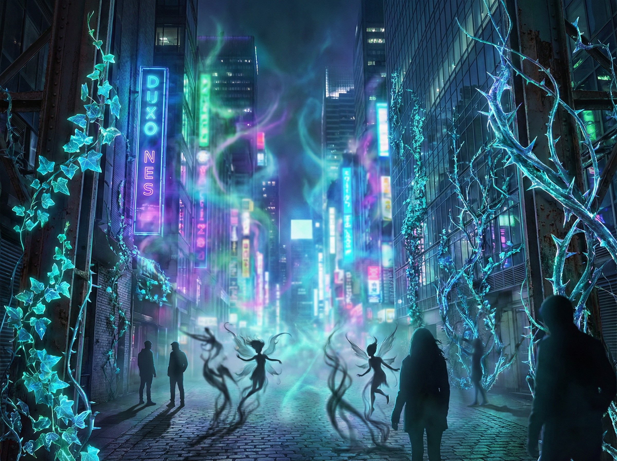 A city at night, imagined by Whisper-in-Thorns